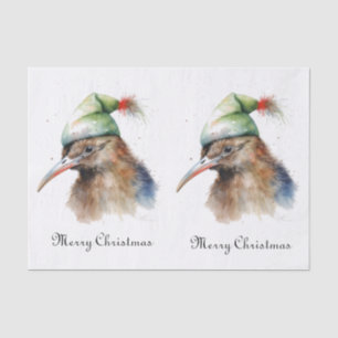 Süßer Kiwi-Vogel in Weihnachts-Elfenhut, individue Seidenpapier