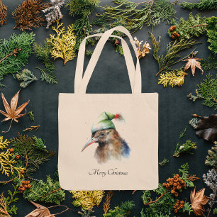 Süßer Kiwi-Vogel in Weihnachts-Elfenhut, individue Tragetasche