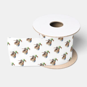 Süßer Kiwi-Vogel in Weihnachts-Elfenhut Satinband