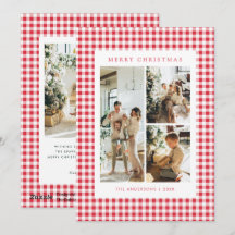 Süßer klassischer roter Gingham-Weihnachten mit 4