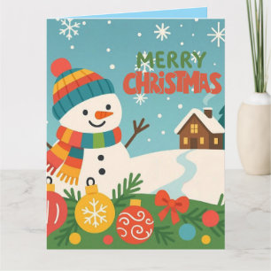 Süßer, klassischer Weihnachtsmann Schneemann Karte