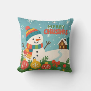Süßer, klassischer Weihnachtsmann Schneemann Kissen