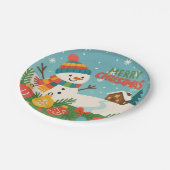 Süßer, klassischer Weihnachtsmann Schneemann Pappteller (Schrägansicht)