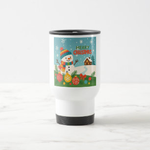 Süßer, klassischer Weihnachtsmann Schneemann Reisebecher
