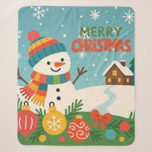 Süßer, klassischer Weihnachtsmann Schneemann Sherpadecke