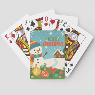 Süßer, klassischer Weihnachtsmann Schneemann Spielkarten