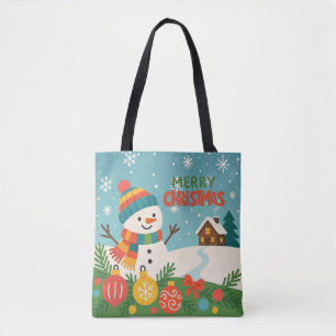 Süßer, klassischer Weihnachtsmann Schneemann Tasche
