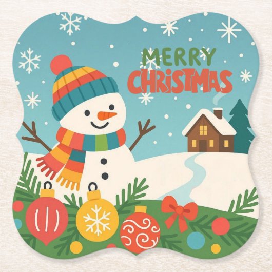 Süßer, klassischer Weihnachtsmann Schneemann Untersetzer (Vorderseite)
