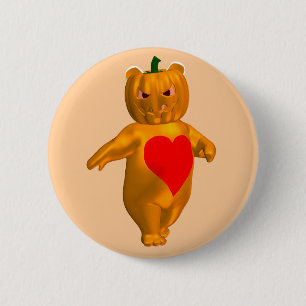 Süßer kleiner Bär mit Kürbiskopf Button