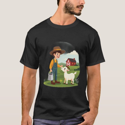 Süßer kleiner Bauernjunge Ziege T-Shirt (Vorderseite)