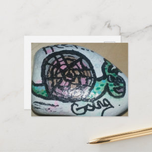 Süßer kleiner bemalter Stein Mach weiter Schnecke Postkarte