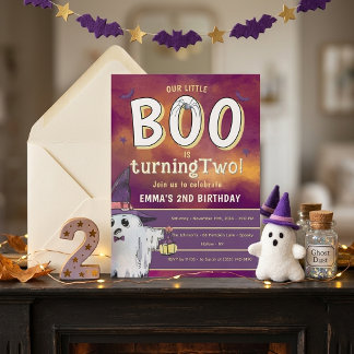 Süßer kleiner Boo Halloween zweiter Geburtstag Einladung