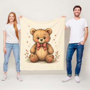 Süßer kleiner brauner Bär mit Krawatte Fleecedecke