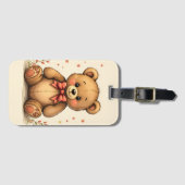 Süßer kleiner brauner Bär mit Krawatte Gepäckanhänger (Vorderseite (Horizontal))