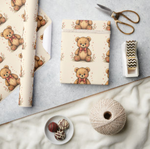 Süßer kleiner brauner Bär mit Krawatte Geschenkpapier