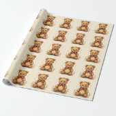 Süßer kleiner brauner Bär mit Krawatte Geschenkpapier (Ungerollt)