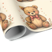 Süßer kleiner brauner Bär mit Krawatte Geschenkpapier (Rolleneckpunkt)