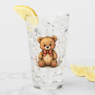 Süßer kleiner brauner Bär mit Krawatte Glas