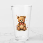 Süßer kleiner brauner Bär mit Krawatte Glas (Vorderseite)
