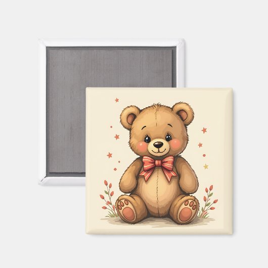 Süßer kleiner brauner Bär mit Krawatte Magnet (Vorderseite/Rückseite)