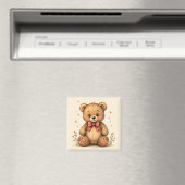 Süßer kleiner brauner Bär mit Krawatte Magnet (In Situ (Geschirrspüler))