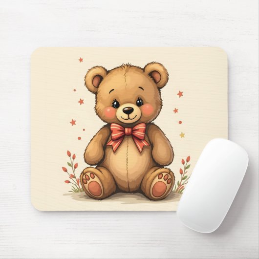 Süßer kleiner brauner Bär mit Krawatte Mousepad (Mit Mouse)