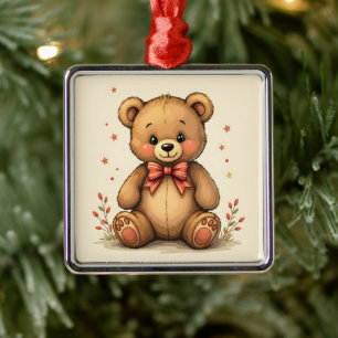 Süßer kleiner brauner Bär mit Krawatte Ornament Aus Metall