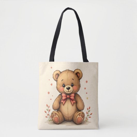 Süßer kleiner brauner Bär mit Krawatte Tasche (Vorderseite)