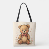 Süßer kleiner brauner Bär mit Krawatte Tasche (Rückseite)