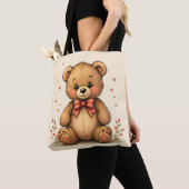 Süßer kleiner brauner Bär mit Krawatte Tasche (Von Nahem)