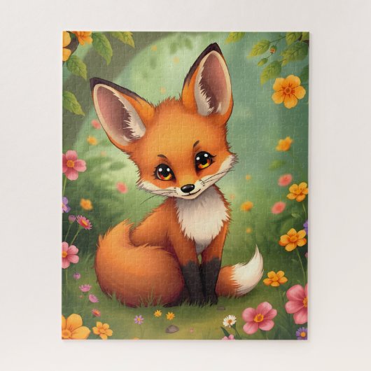 Süßer kleiner brauner Fuchs im Wald Puzzle (Vertikal)