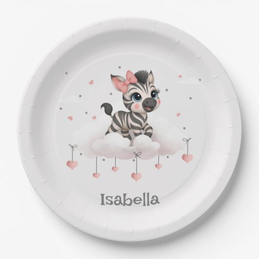 Süßer kleiner Cartoon-Zebra  Pappteller (Vorderseite)