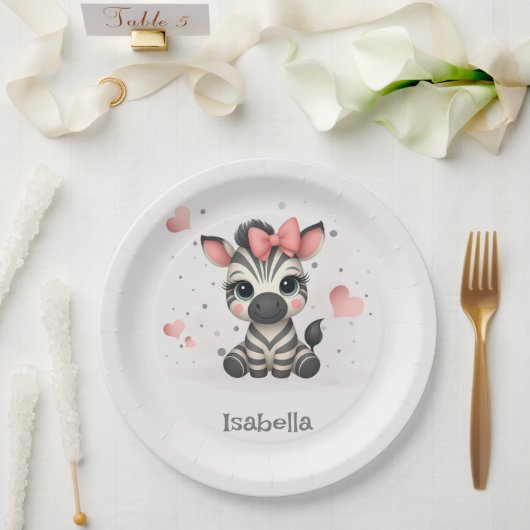 Süßer kleiner Cartoon-Zebra Pappteller (Hochzeit)