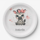 Süßer kleiner Cartoon-Zebra Pappteller (Vorderseite)