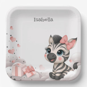 Süßer kleiner Cartoon-Zebra  Pappteller