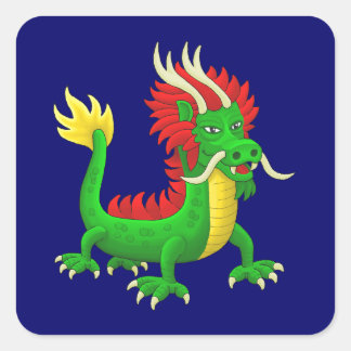 Süßer kleiner chinesischer Drache Quadratischer Aufkleber