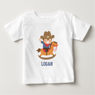 Süßer kleiner Cowboy auf Schaukelpferd Baby Jungen T-shirt
