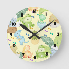 Süßer kleiner Dino Runde Wanduhr