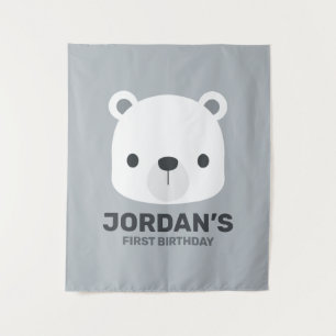 Süßer kleiner Eisbär Geburtstag Wandteppich
