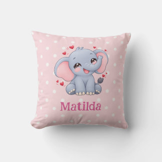 Süßer kleiner Elefant, Pastellrosa Punkte Kissen