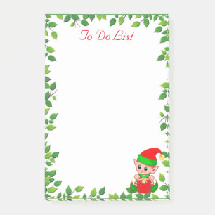 Süßer kleiner Elf & Grünes Blatt Rahmen Post-it Klebezettel