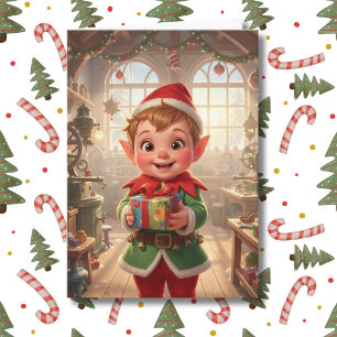 Süßer kleiner Elf im personalisierten Weihnachten Karte