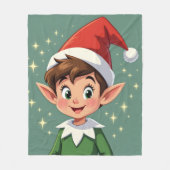 Süßer kleiner Elf mit Weihnachtsmütze Fleecedecke (Vorderseite)