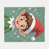 Süßer kleiner Elf mit Weihnachtsmütze Fleecedecke (Vorderseite (Horizontal))