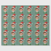 Süßer kleiner Elf mit Weihnachtsmütze Geschenkpapier (Flach)