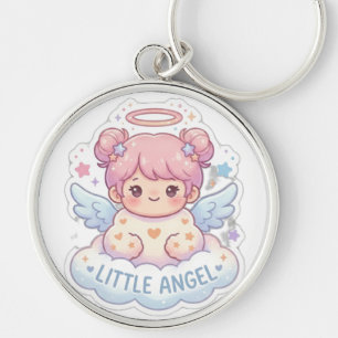 Süßer kleiner Engel Chibi Mädchen runder Schlüssel Schlüsselanhänger