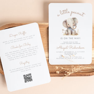 Süßer kleiner Erdnuss-Elefant QR-Code Baby Shower Einladung