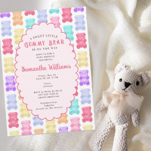 Süßer kleiner Gummibär Pastellrosa Babyparty Einladung