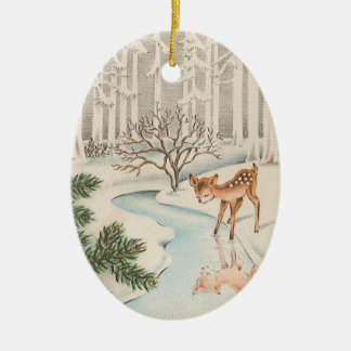 Süßer kleiner Hirsch-Weihnachtsschmuck Keramikornament