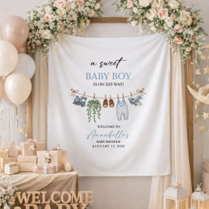 Süßer kleiner Junge Baby Shower Banner Personalisi Wandteppich